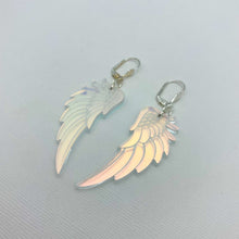 Load image into Gallery viewer, Angel Wing Drop Earrings - Frosted Iridescent