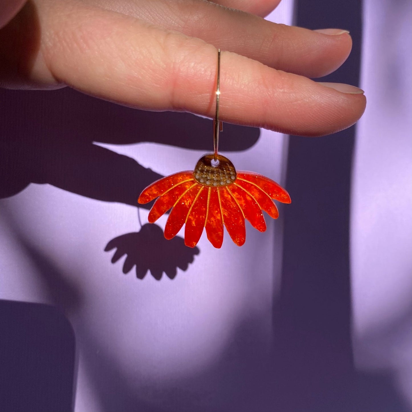 Echinacea hoop earrings