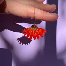 Load image into Gallery viewer, Echinacea hoop earrings
