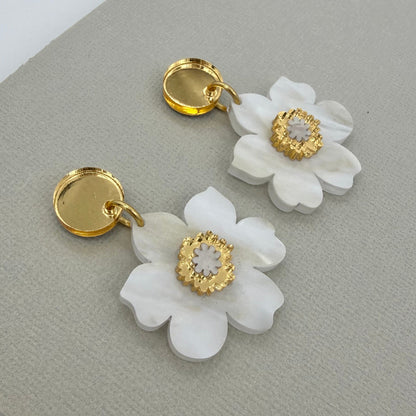 Cherry Blossom Earrings - White Marble