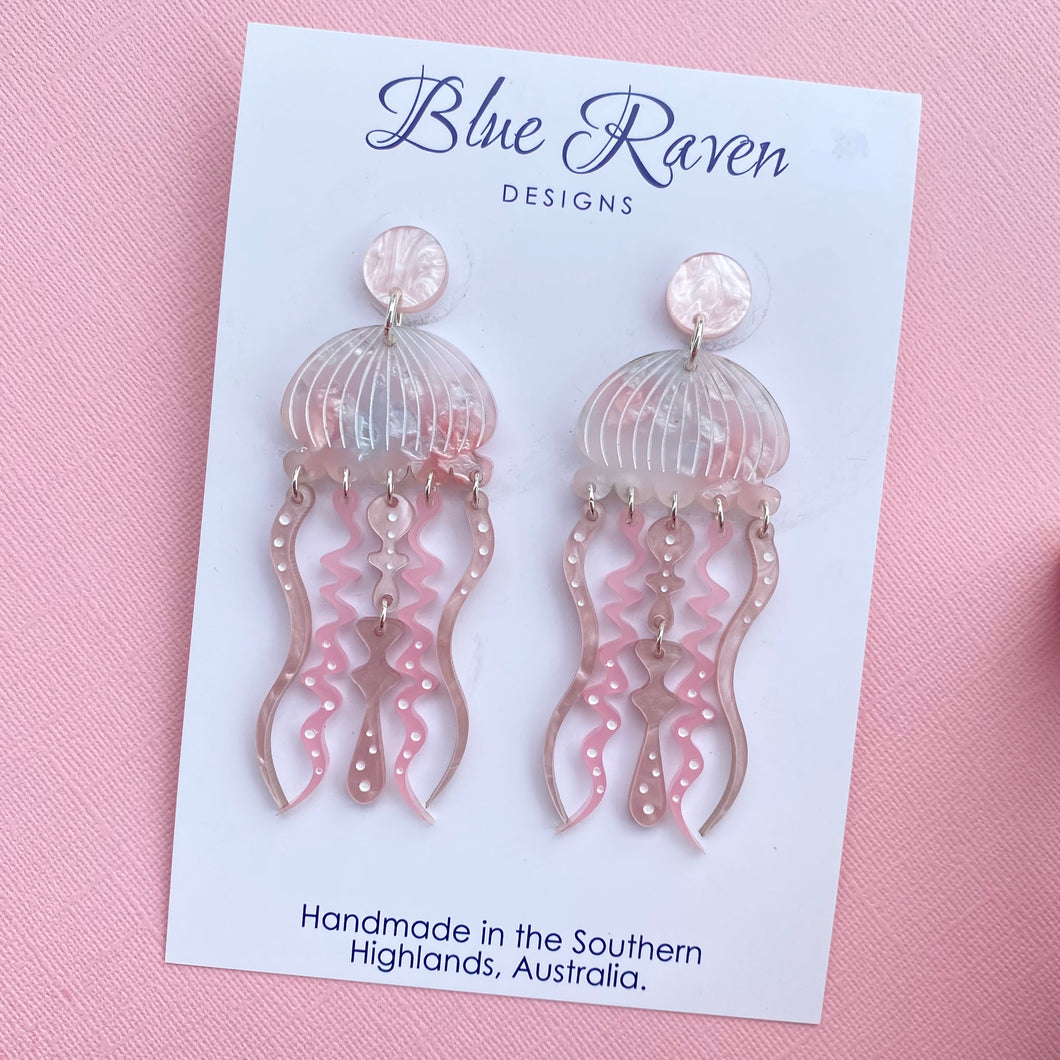 Giant Jellyfish statement earrings - Light Pink