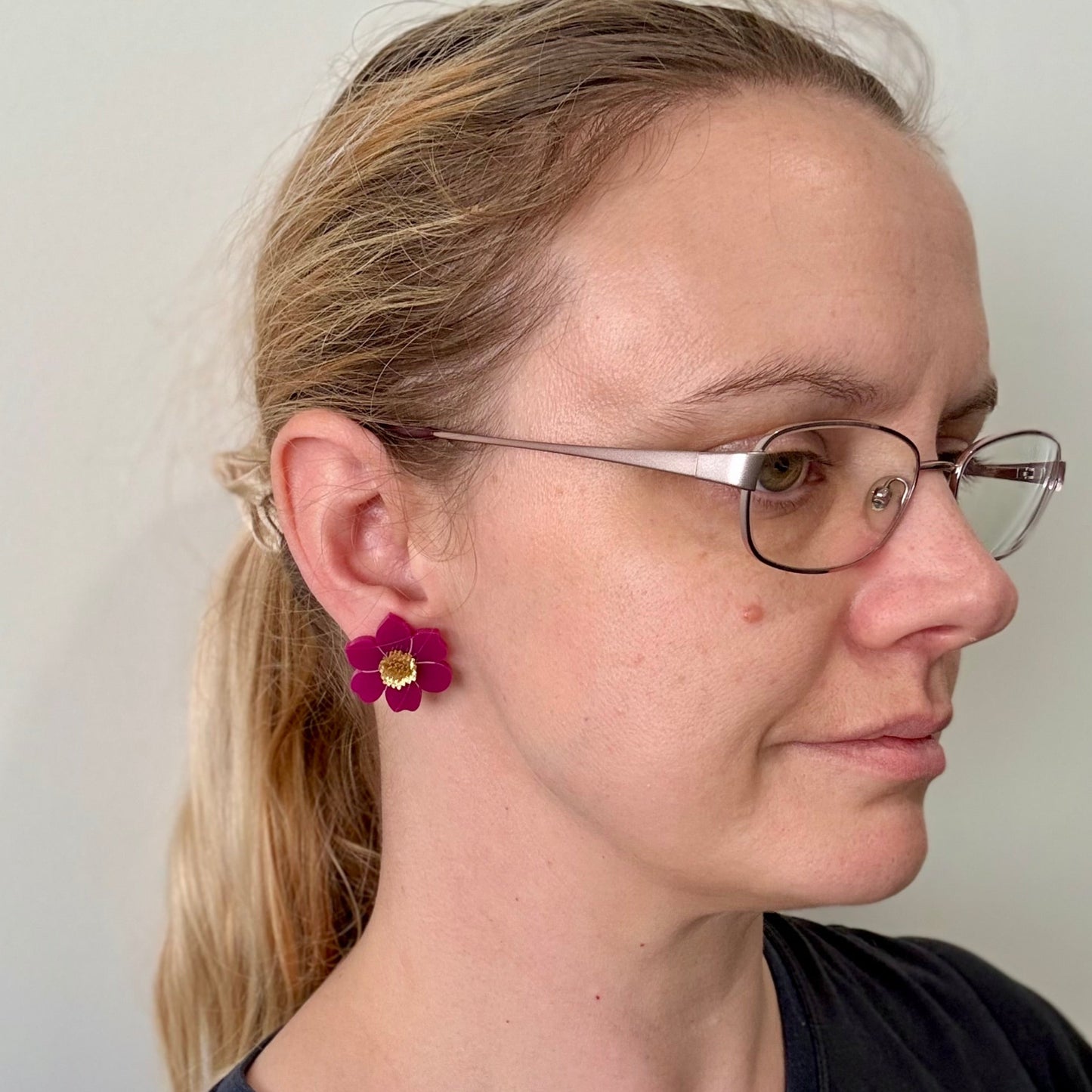 Cherry Blossom Stud Earrings - Fuchsia