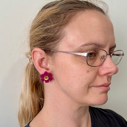 Cherry Blossom Stud Earrings - Fuchsia