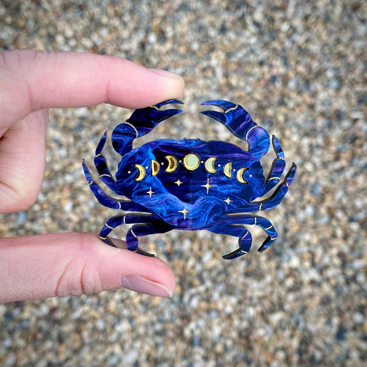 Lunar Blue Crab Brooch