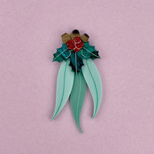 Load image into Gallery viewer, Christmas Gum Leaves Brooch
