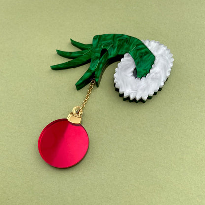 The Grinch Bauble Brooch - Marble