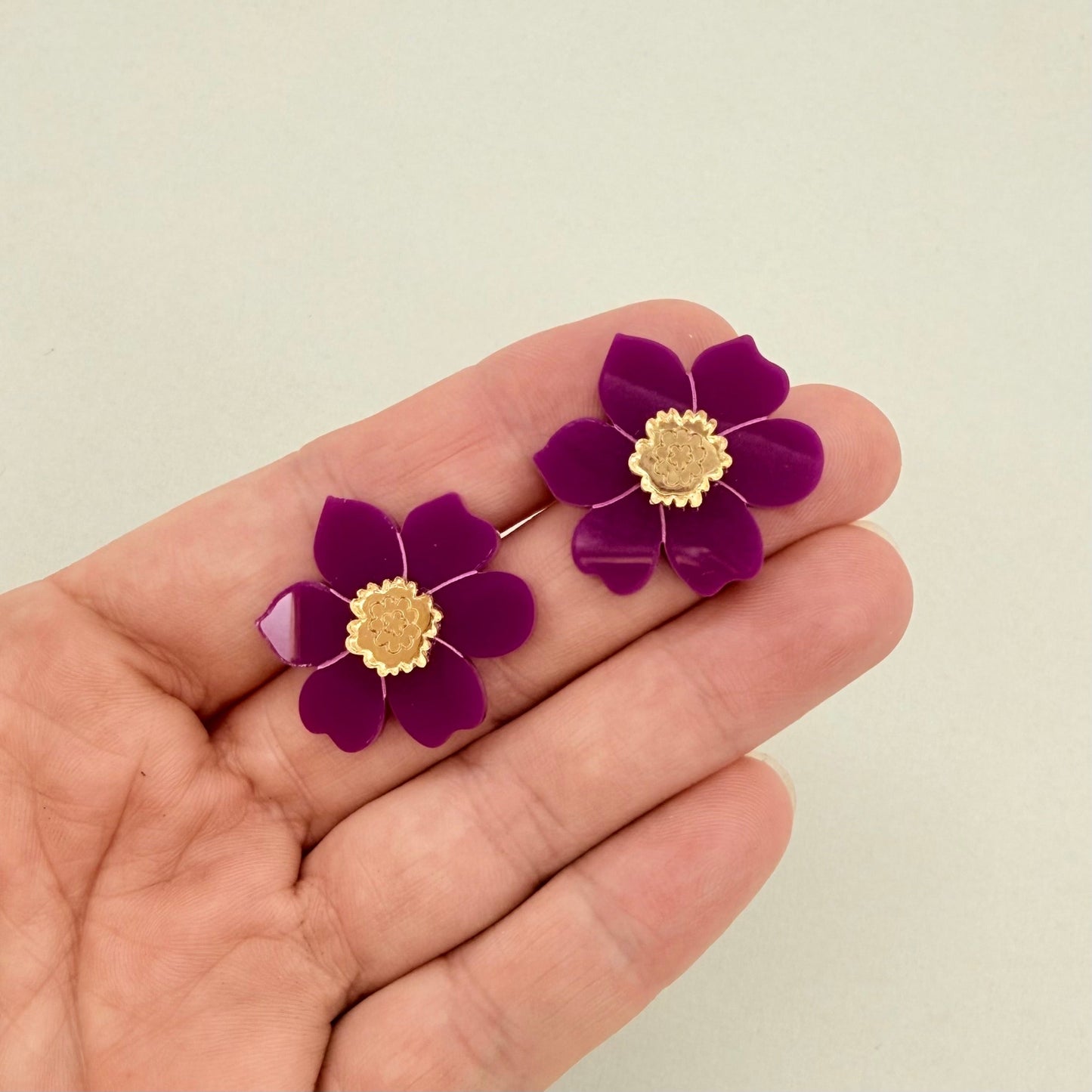 Cherry Blossom Stud Earrings - Fuchsia