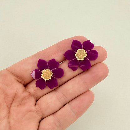 Cherry Blossom Stud Earrings - Fuchsia