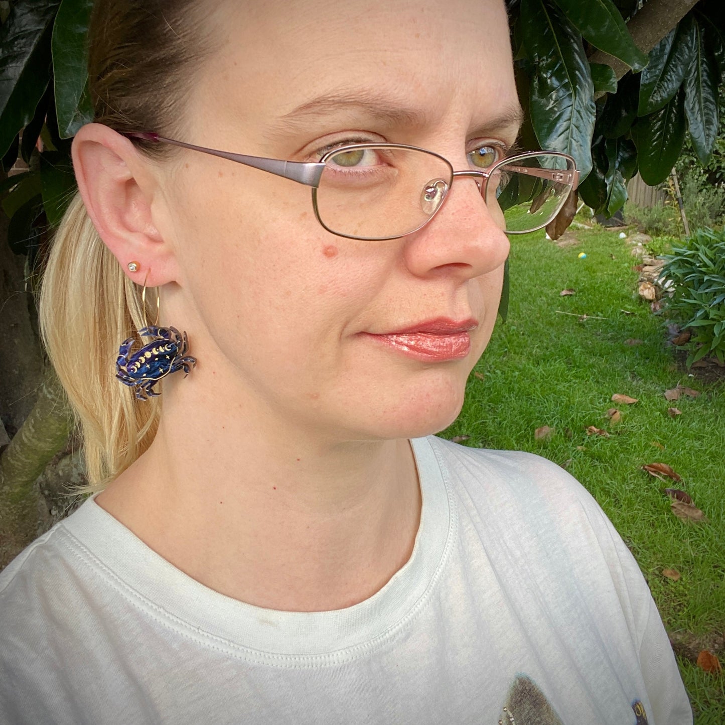Lunar Blue Crab Earrings
