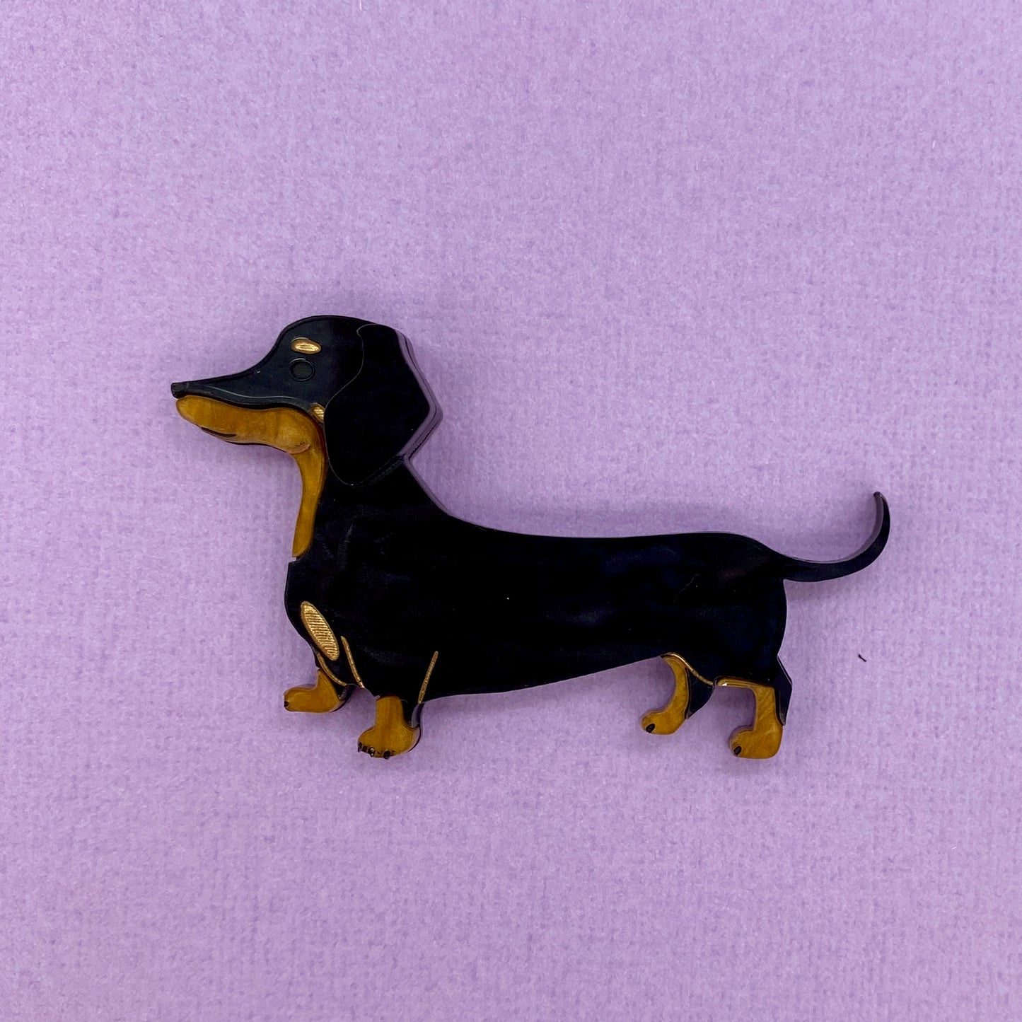 Dennis the Black and Tan Dachshund Brooch