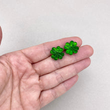 Load image into Gallery viewer, Four Leaf Clover studs - Green Marble (large)
