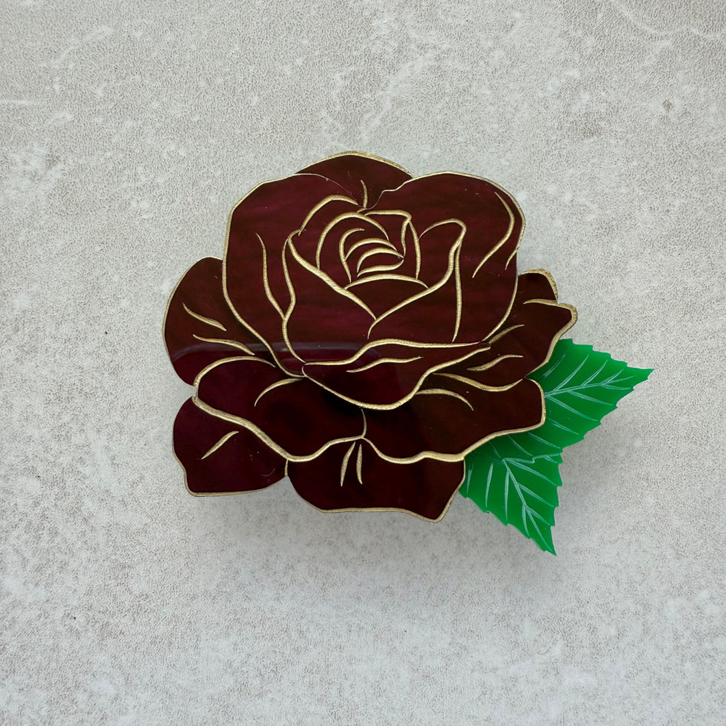 SECONDS Rose Brooch - Burgundy Marble