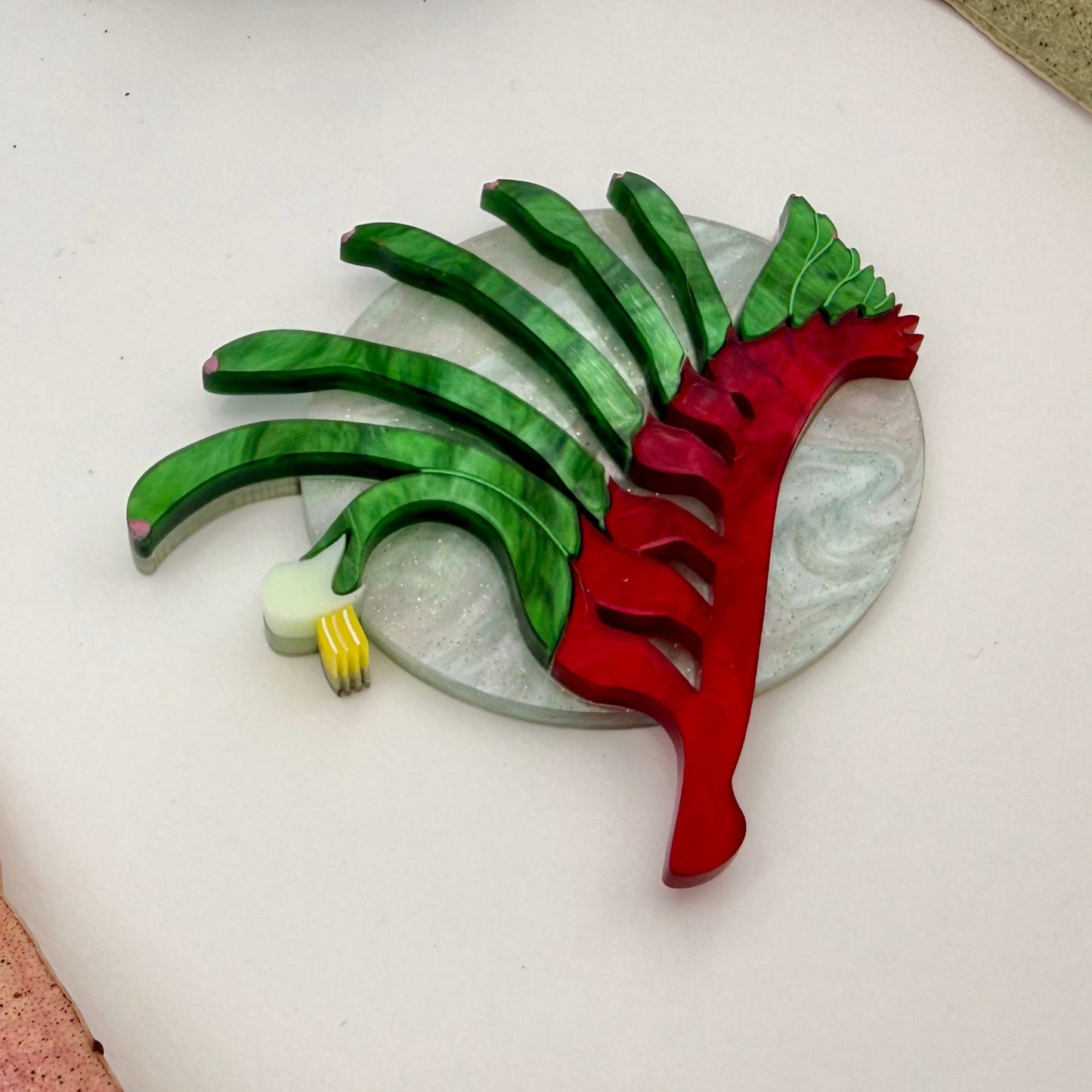 Red and Green Kangaroo Paw Brooch