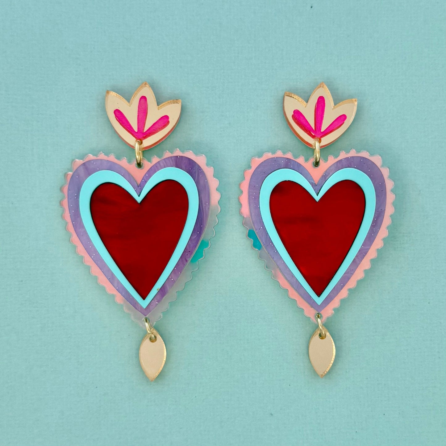 Mexican Style Heart Earrings