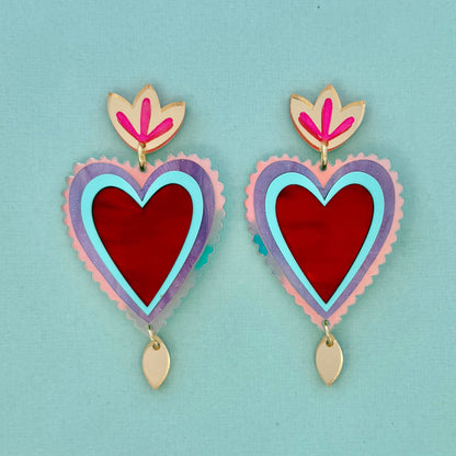 Mexican Style Heart Earrings
