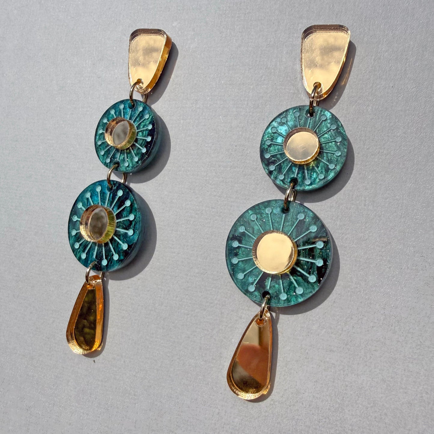 Sunburst Earrings - Forest Green