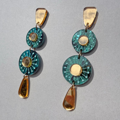 Sunburst Earrings - Forest Green