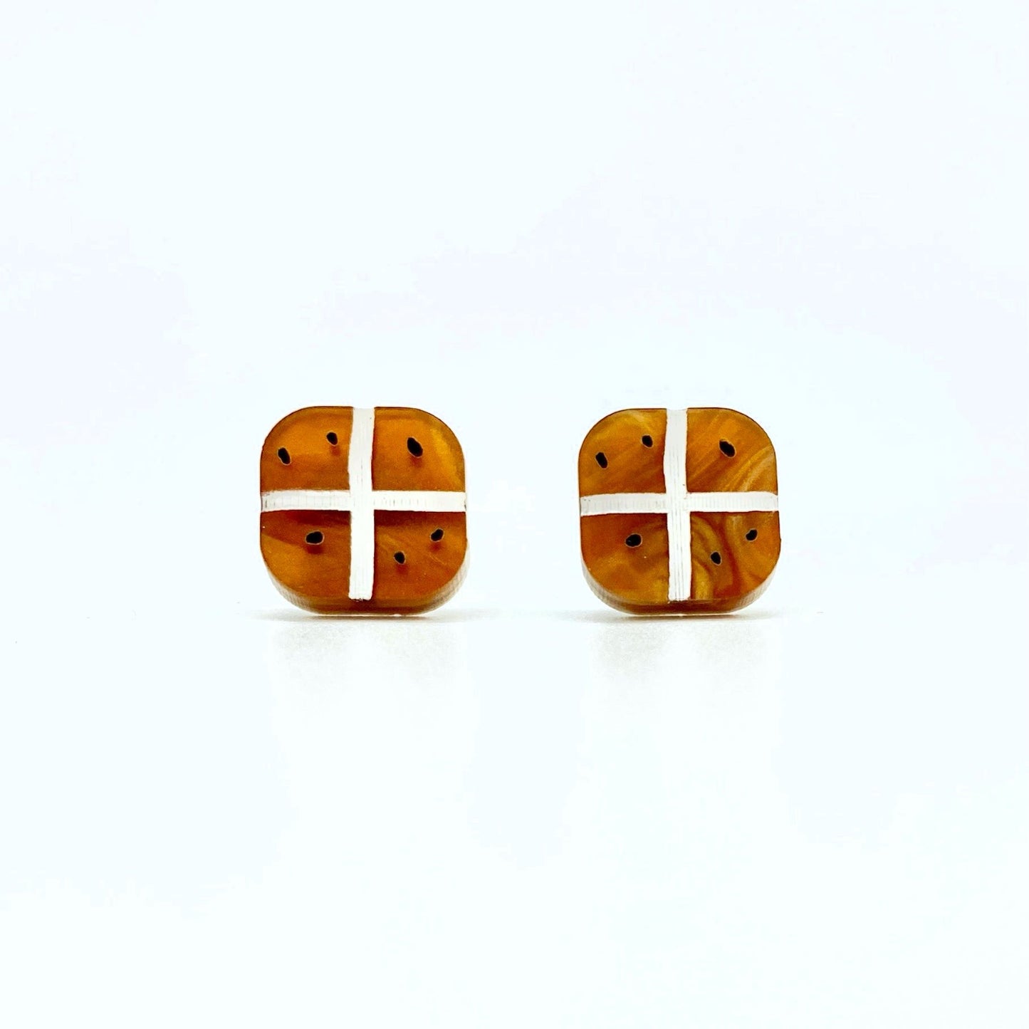 Hot Cross Bun Stud Earrings