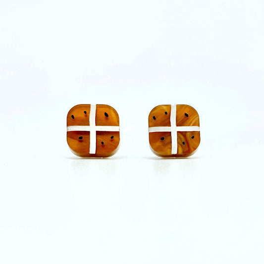 Hot Cross Bun Stud Earrings