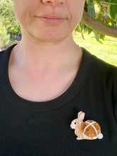 Load image into Gallery viewer, Hot Cross Bunny Brooch
