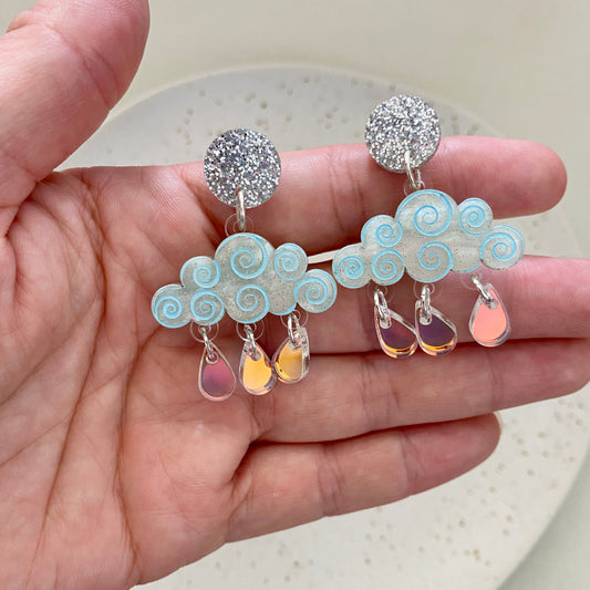Rain Cloud Earrings - Light Blue