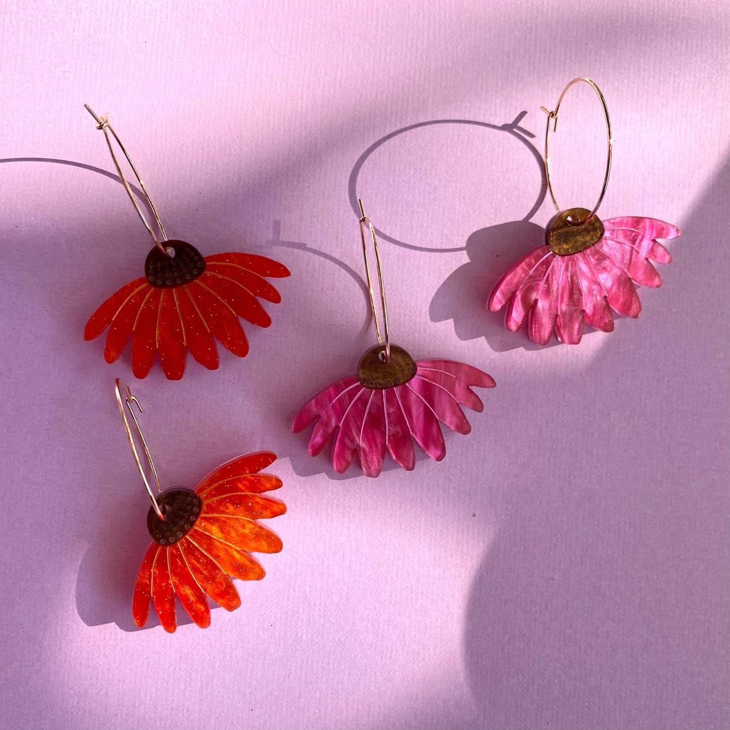 Echinacea hoop earrings