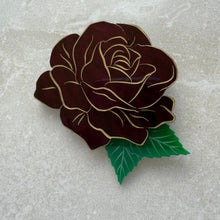 Load image into Gallery viewer, SECONDS Rose Brooch - Burgundy Marble
