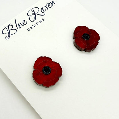 Poppy Flower Stud Earrings