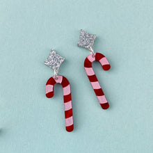 Load image into Gallery viewer, Strawberry Candy Cane Earrings
