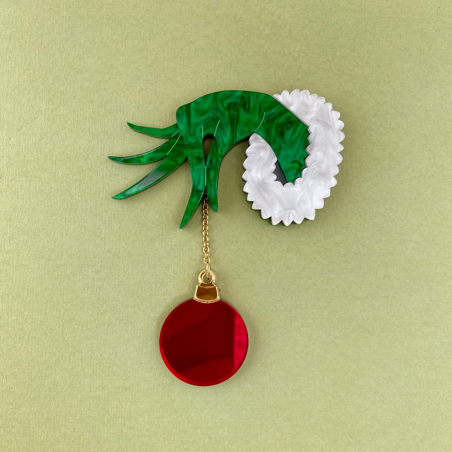 The Grinch Bauble Brooch - Marble