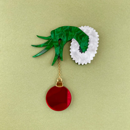 The Grinch Bauble Brooch - Marble