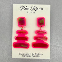 Load image into Gallery viewer, Abstract Step Earrings - Neon Pink
