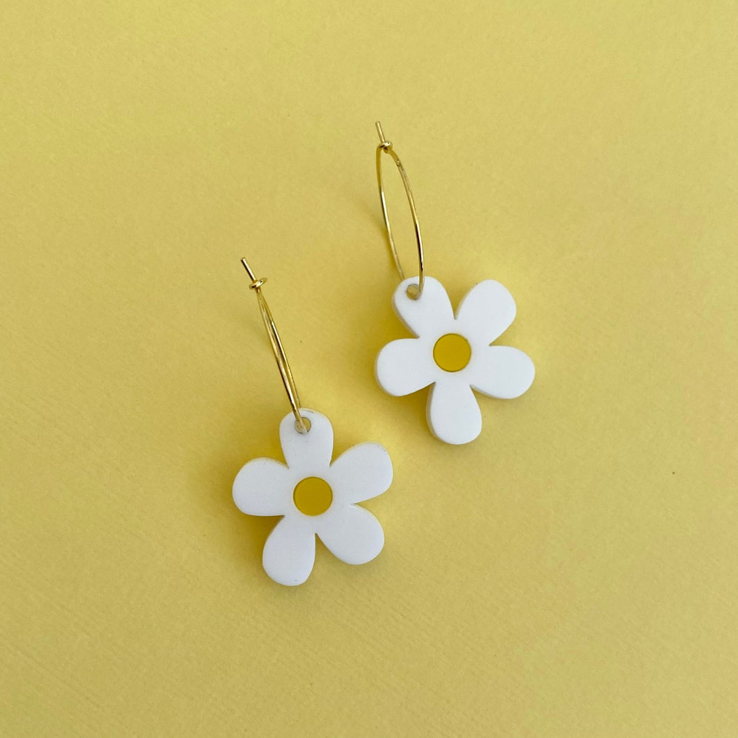 Small Daisy hoop earrings