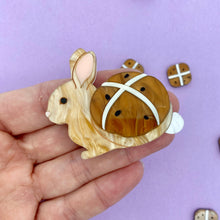 Load image into Gallery viewer, Hot Cross Bunny Brooch
