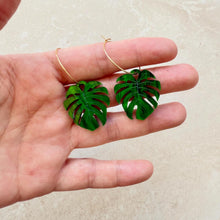 Load image into Gallery viewer, Monstera Leaf Hoop Earrings - Small
