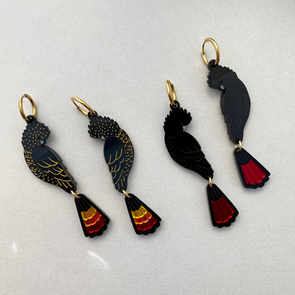 Red-Tailed Black Cockatoo Statement Earrings