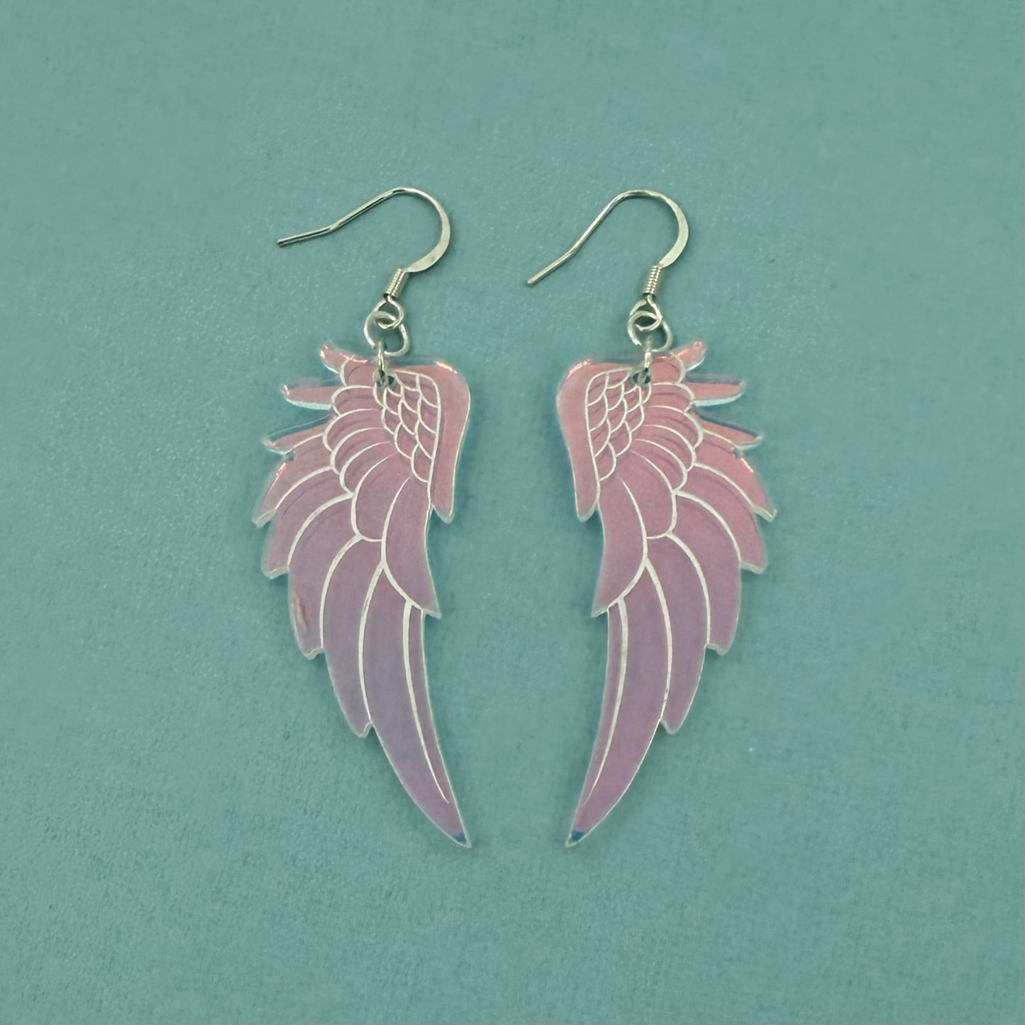 Angel Wing Drop Earrings - Iridescent