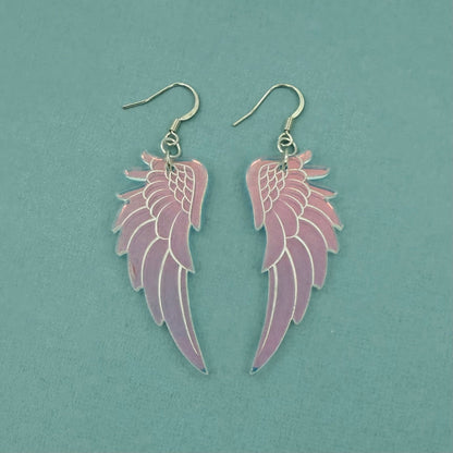 Angel Wing Drop Earrings - Iridescent