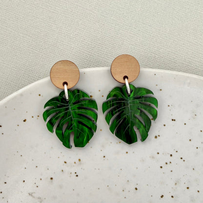Monstera Leaf Earrings - Small