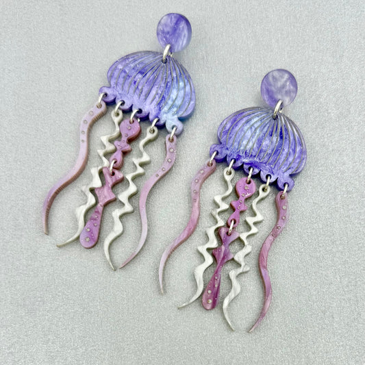 Giant Jellyfish Statement Earrings - Puples