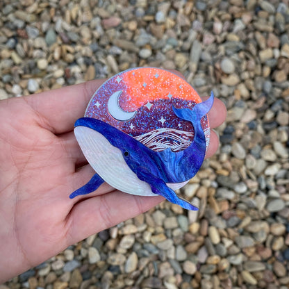 Midnight Whale Brooch