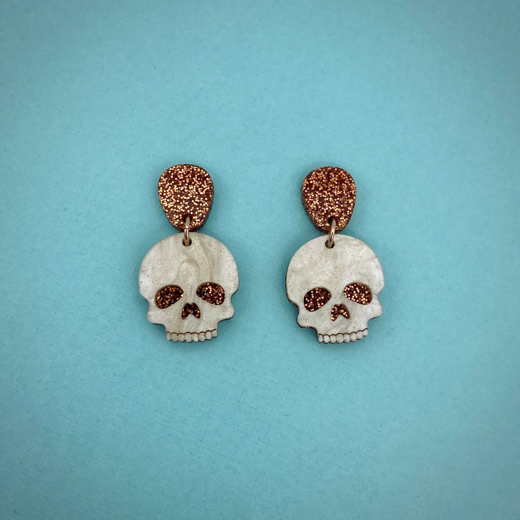 Pearly Skull Earrings