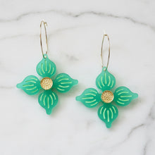 Load image into Gallery viewer, Flower Hoop earrings - Frosted Green
