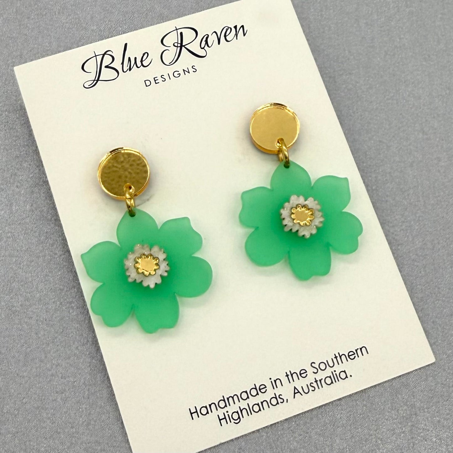 Cherry Blossom Earrings - Frosted Green