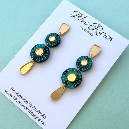 Sunburst Earrings - Forest Green