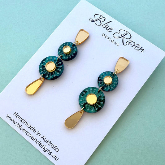 Sunburst Earrings - Forest Green