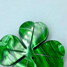 Load image into Gallery viewer, SECONDS Four Leaf Clover brooch - Green Marble
