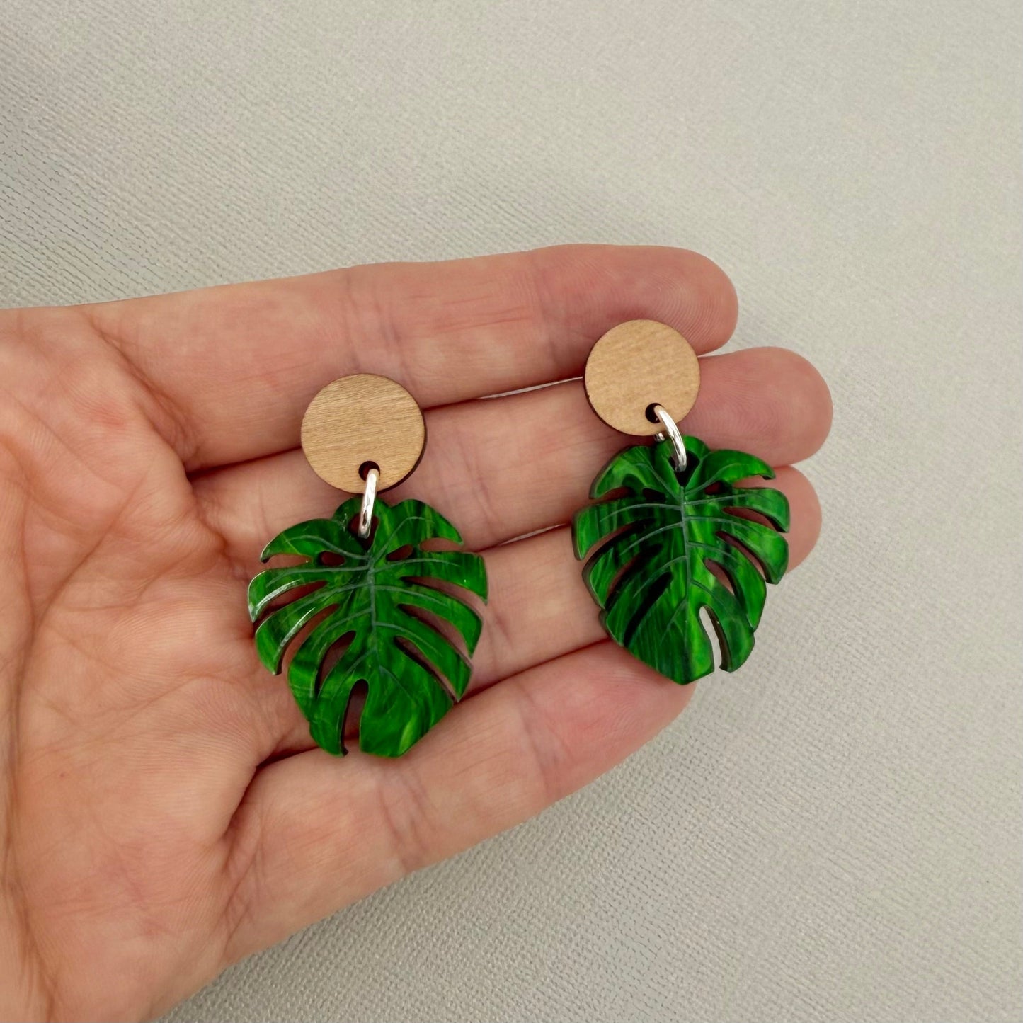 Monstera Leaf Earrings - Small