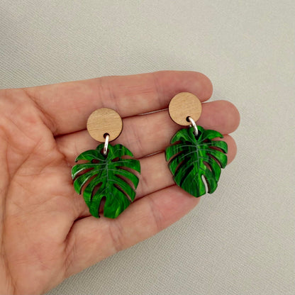 Monstera Leaf Earrings - Small