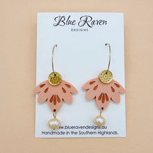 Load image into Gallery viewer, Lotus Pearl Earrings - Apricot (large)
